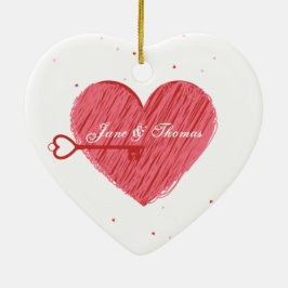 Name Red Heart Boyfriend Girlfriend Valentinstag Keramik Ornament