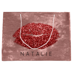 Name Red Kiss Lips Glitzer Rose Makeup Artist Große Geschenktüte