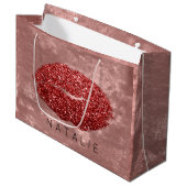 Name Red Kiss Lips Glitzer Rose Makeup Artist Große Geschenktüte (Vorderseite Schrägansicht)