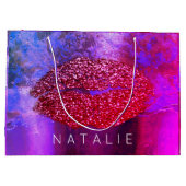 Name Red Kiss Lips Miami PInk Makeup Grunge Große Geschenktüte (Rückseite)
