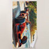 Name, Red Racing Cars auf dem Sand Strandtuch (Vorderseite)