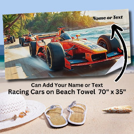 Name, Red Racing Cars auf dem Sand Strandtuch
