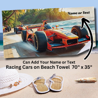Name, Red Racing Cars auf dem Sand Strandtuch