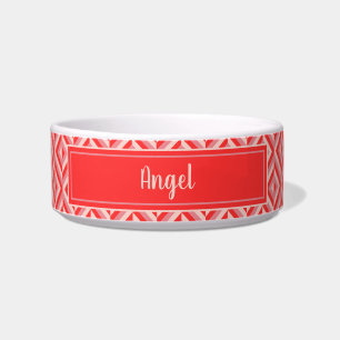 Name Red Three Tone Diamond Muster Dog Napf