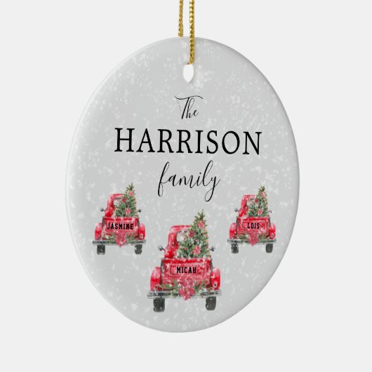 Name Red Truck Weihnachtsbaum Ceram Keramik Ornament (Rechts)