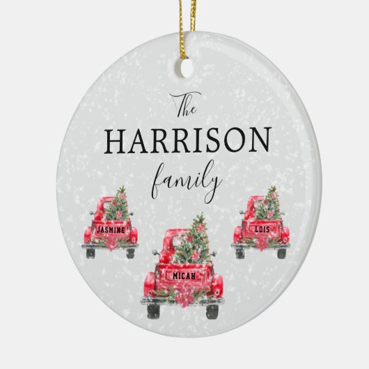 Name Red Truck Weihnachtsbaum Ceram Keramik Ornament (Links)
