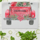 Name Red Truck Weihnachtsbaum Weihnachtsküche Geschirrtuch (Gefaltet)