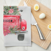 Name Red Truck Weihnachtsbaum Weihnachtsküche Geschirrtuch (Viertel Falte)