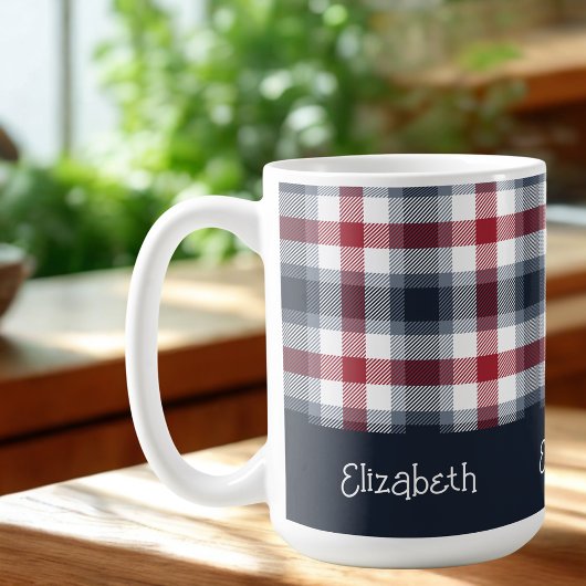 Name Red White and Blue Tartan Kaffeetasse