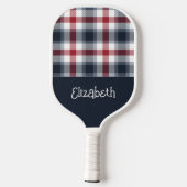 Name Red White and Blue Tartan Pickleball Schläger (Rückseite)