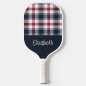 Name Red White and Blue Tartan Pickleball Schläger (Vorderseite)