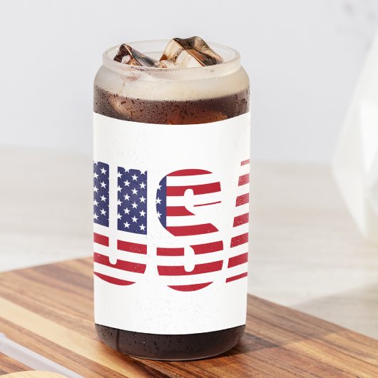 Name, Red White Blue USA Stencil 16oz. Dosenglas