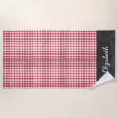 Name, Red & White Buffalo Karo, Blue Denim Pool - Strandtuch (Vorderseite)