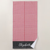 Name, Red & White Buffalo Karo, Blue Denim Pool - Strandtuch (Vorderseite)