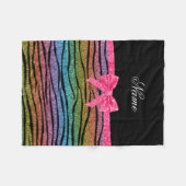 Name Regenbogen Glitzer zebra streifen rosa Bug Fleecedecke (Vorderseite (Horizontal))