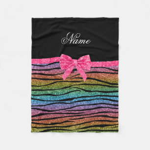 Name Regenbogen Glitzer zebra streifen rosa Bug Fleecedecke