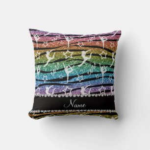 Name Regenbogengymnastik Glitzer Zebrastreifen Kissen