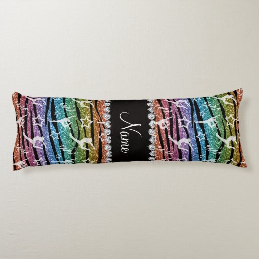 Name Regenbogengymnastik Glitzer Zebrastreifen Seitenschläferkissen (Rückseite)