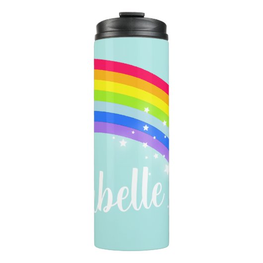 Name Regenbogensterne aquamariner Himmel Thermosbecher (Vorderseite)