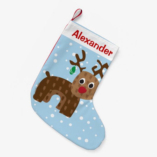 Name-Reindeer hinzufügen Kleiner Weihnachtsstrumpf (Vorderansicht (hängend))