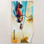 Name, Rennwagen auf dem Sand Strandtuch (Vorderseite)