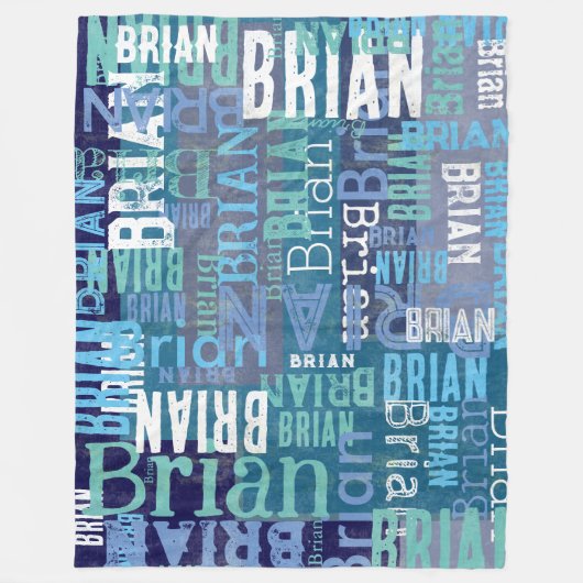 Name repliziert in Shades of Blue Fleecedecke (Vorderseite)