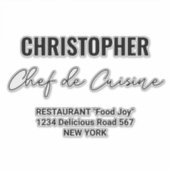 Name Restaurant Koch de Cuisine Aufkleber (Vorderseite)