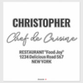 Name Restaurant Koch de Cuisine Aufkleber (Blatt)