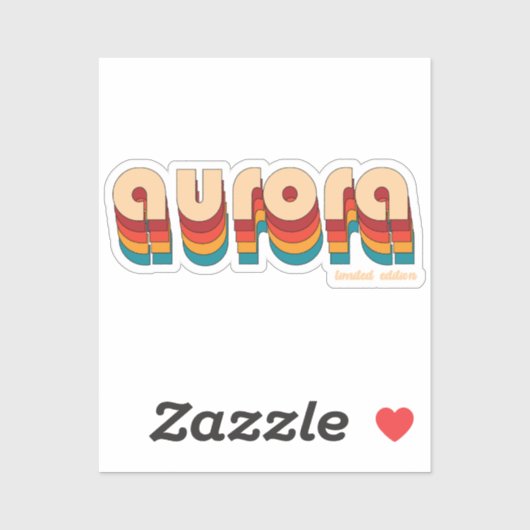 Name Retro Aurora Aufkleber (Blatt)