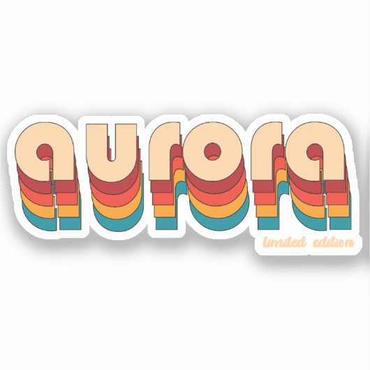Name Retro Aurora Aufkleber (Vorderseite)