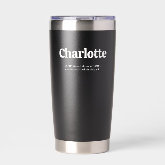 Name Retro Bold Black Thermobecher (Vorderseite)