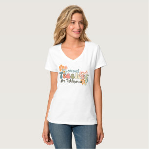 Name Retro Groovy Zurück zur Schule Lehrerin T-Shirt