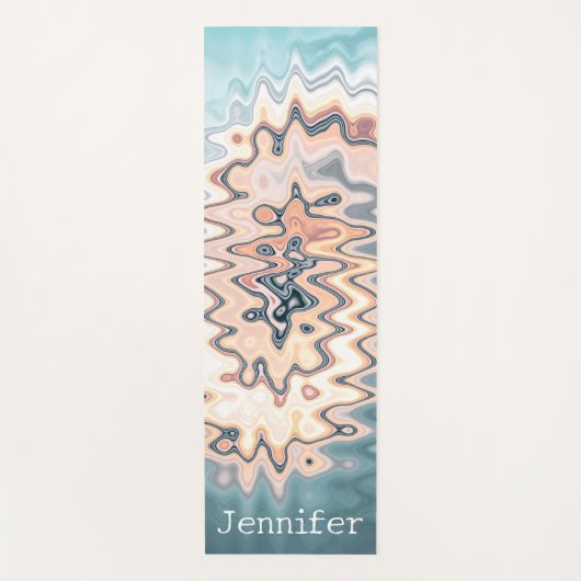 Name Retro Liquid Swirl Pastel Muster Boho Yogamatte (Vorderseite)