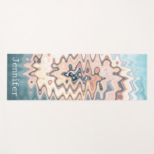 Name Retro Liquid Swirl Pastel Muster Boho Yogamatte (Vorderseite (Horizontal))