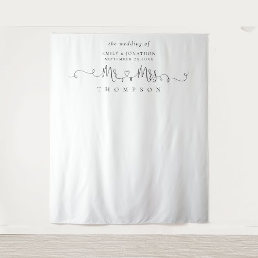 Name Rings Heart Script Foto Hintergrund Wandteppich (Vorderseite)