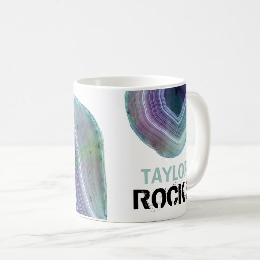 *~* Name ROCKS Magneta Pastelle Aquamarin Kaffeetasse (VorderseiteRechts)