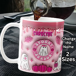 Name Rosa 3D-Effekt Halloween Ghost Spooky Jahresz Kaffeetasse