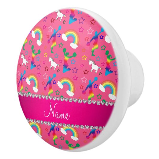 Name Rosa Cheerleader Regenbogen unicorns Stars Keramikknauf (Rechts)