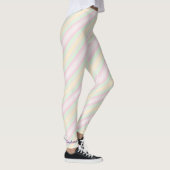 Name, rosa Gelb und grüner Pastellstreifen Leggings (Rechts)