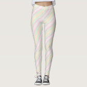 Name, rosa Gelb und grüner Pastellstreifen Leggings (Vorderseite)