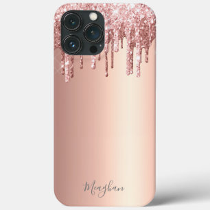 Name Rosa Glitzer Mit Monogramm Rose Gold Tropfen Case-Mate iPhone Hülle