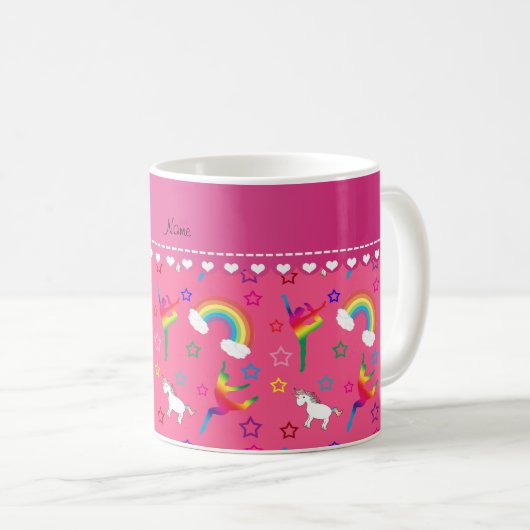 Name Rosa Gymnastik Regenbogen unicorns Kaffeetasse (VorderseiteRechts)