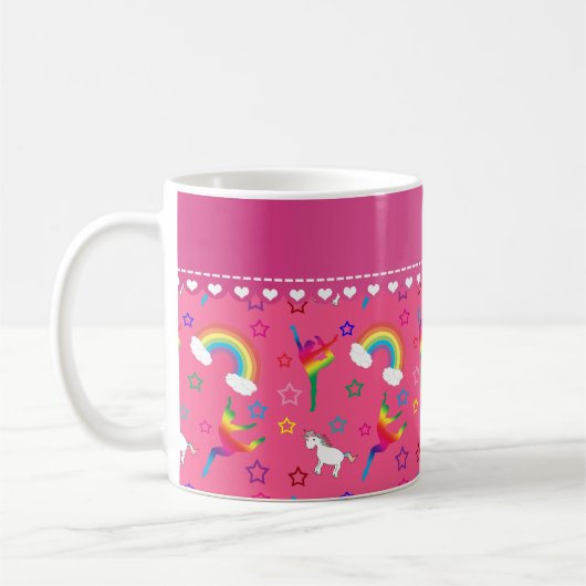 Name Rosa Gymnastik Regenbogen unicorns Kaffeetasse (Links)