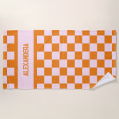 Name Rosa Orange Sunset Bachelorette Strandtuch (Vorderseite)