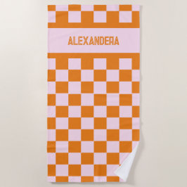 Name Rosa Orange Sunset Bachelorette Strandtuch