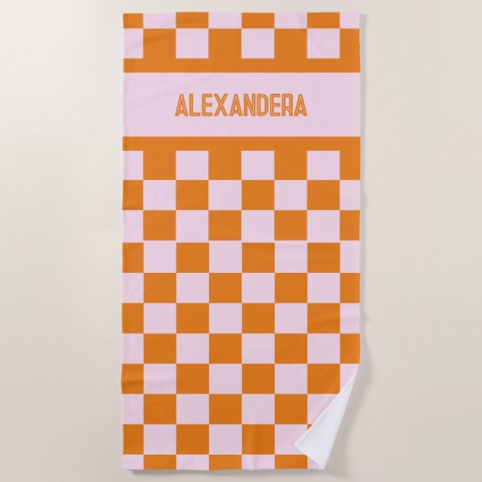 Name Rosa Orange Sunset Bachelorette Strandtuch (Vorderseite)