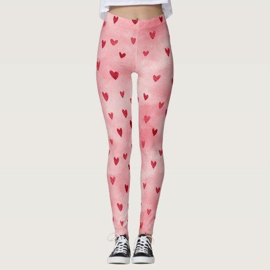 Name Rosa Rote Herzen Leggings (Vorderseite)