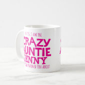 Name-Rosa-Tasse verrückter Tante warnende Kaffeetasse (Vorderseite Links)