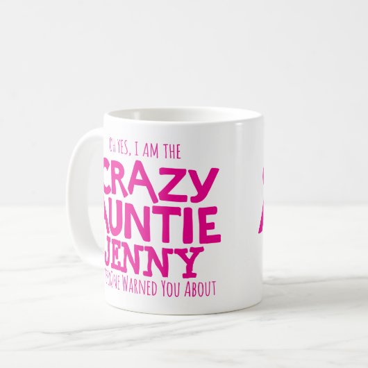 Name-Rosa-Tasse verrückter Tante warnende Kaffeetasse (Vorderseite Links)