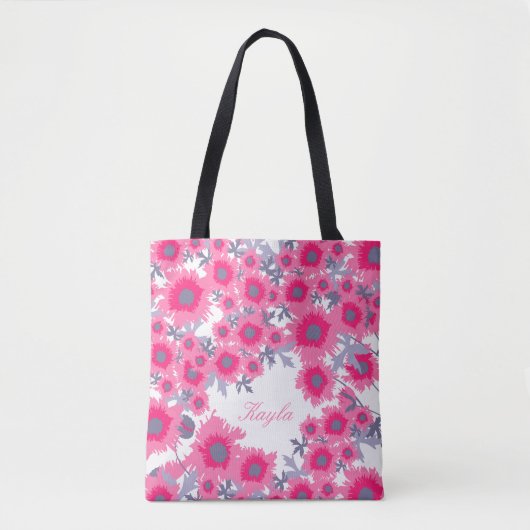 Name Rosa & weiße Pappchen Blumenbeete Blume Tasche (Vorderseite)